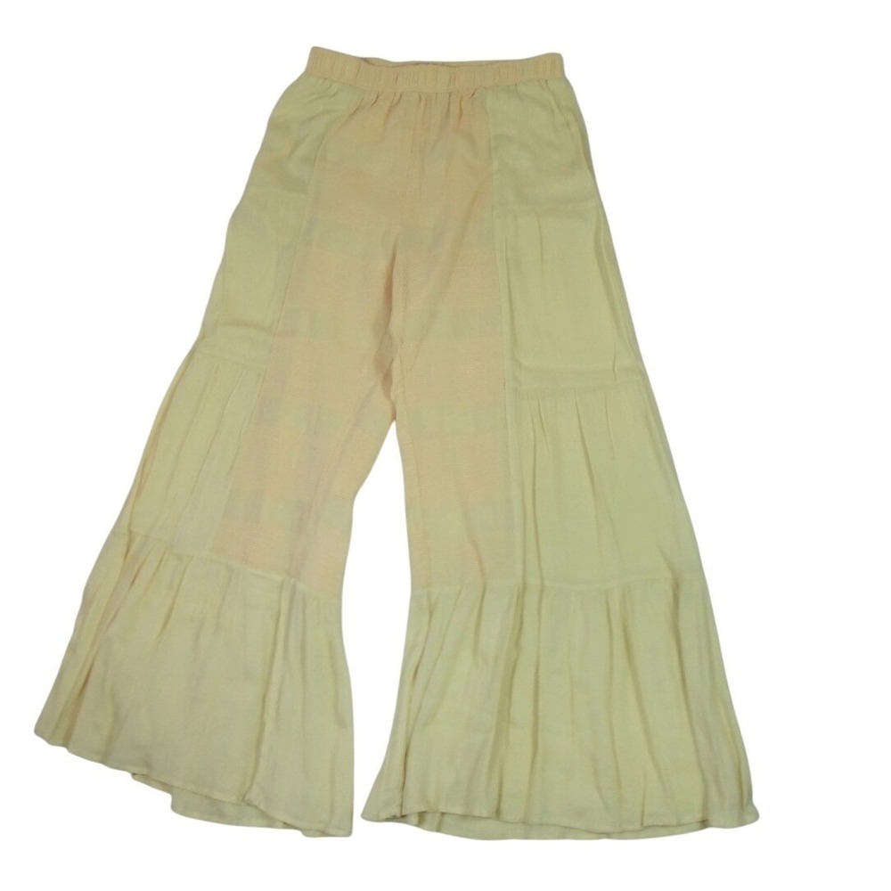 Umgee Women's M Wide‎ Leg Palazzo Pants Pull On Elastic Pockets Hippie Festival